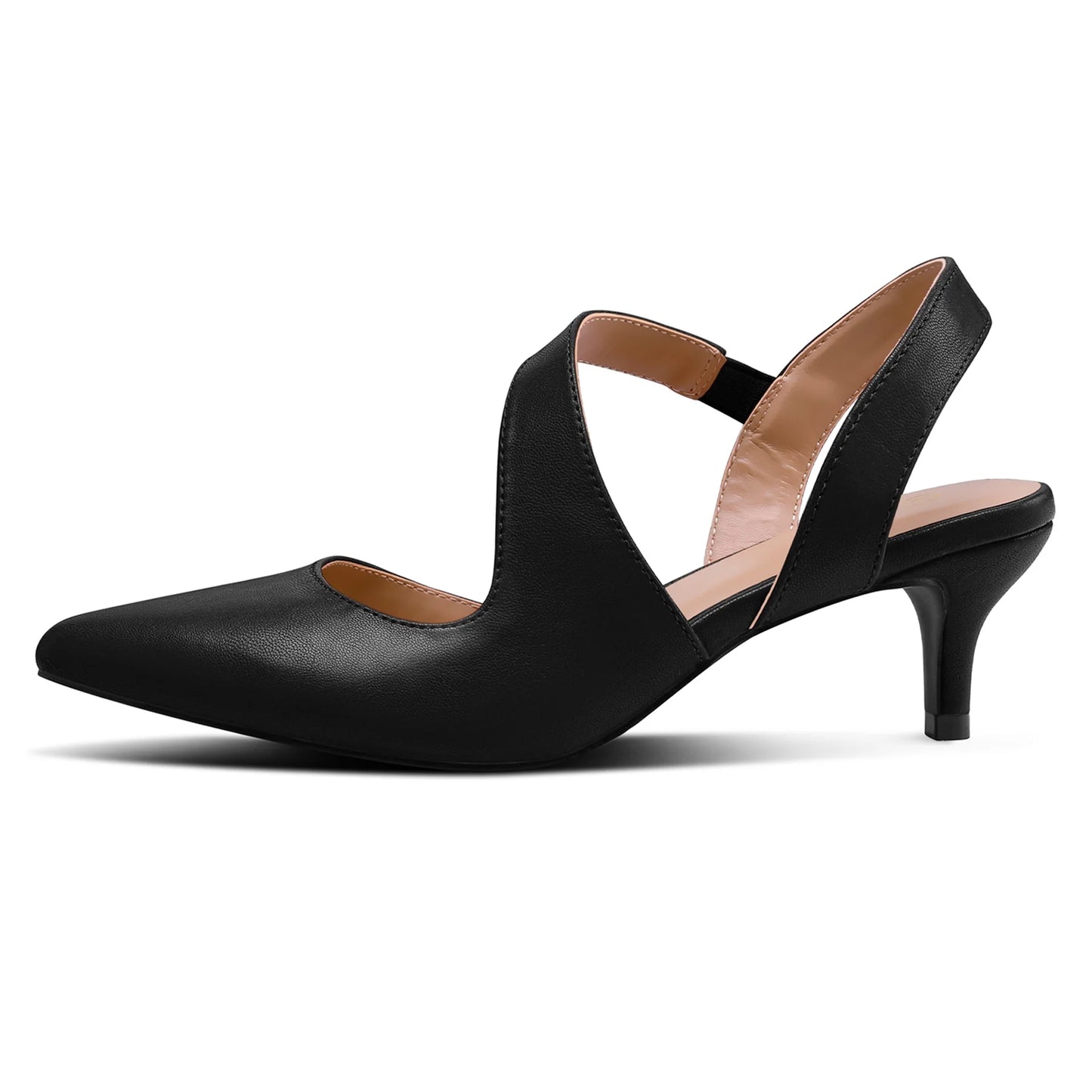 Women'S Heel Pumps Black Pu 2 Inch Slingback Dress Shoes 7M