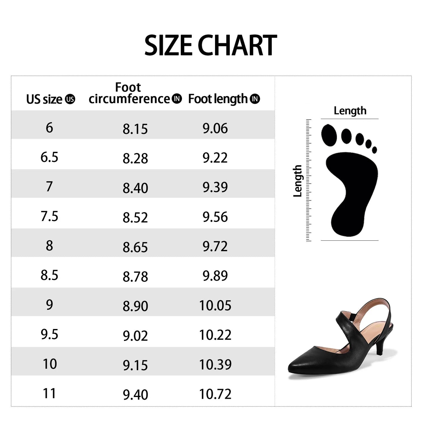 Women'S Heel Pumps Black Pu 2 Inch Slingback Dress Shoes 7M