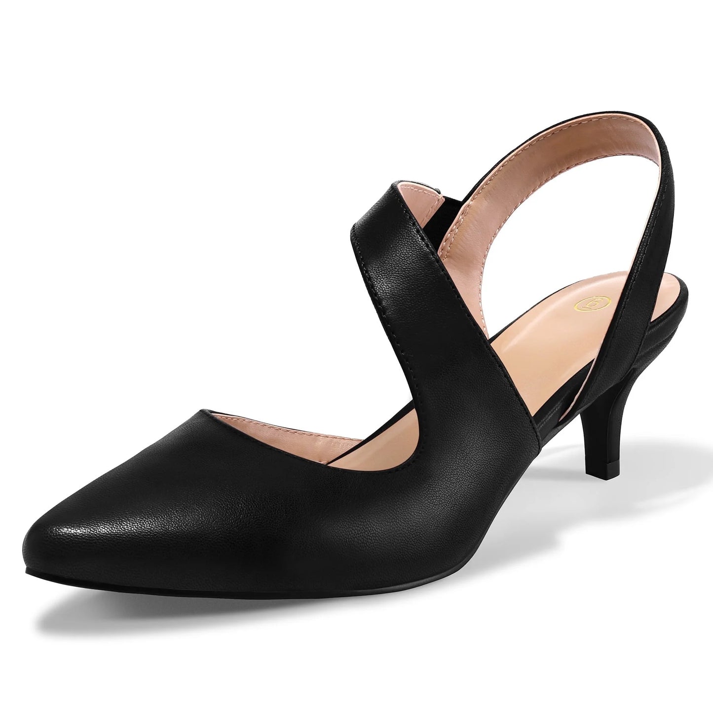 Women'S Heel Pumps Black Pu 2 Inch Slingback Dress Shoes 7M
