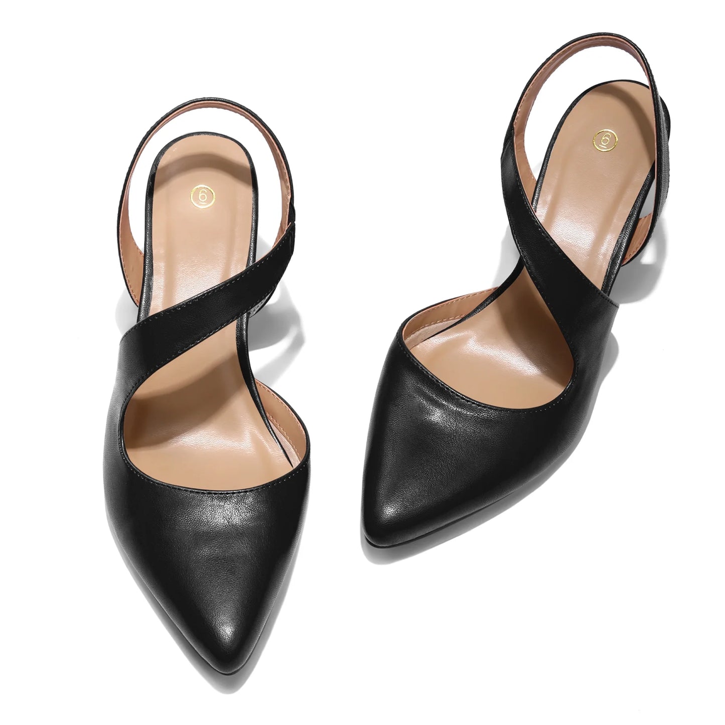 Women'S Heel Pumps Black Pu 2 Inch Slingback Dress Shoes 7M